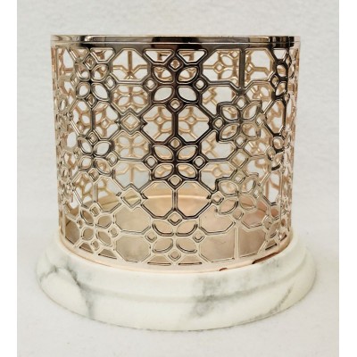 Bath Body Works ROSE GOLD FLOWER Marble 3Wick Large Candle Holder Sleeve 14.5 oz   122859426475